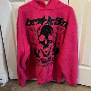 Br0k3n Pink Graphic Hoodie